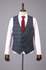 Load image into Gallery viewer, Grey Plaid 3-Piece Peaked Lapel menns dress