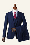 Navy Notched Lapel 3-delt menns dress