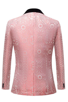 Light Pink Jacquard Shawl Lapel 2 Piece Menn Prom Suits