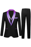 Svart og Champagne 3 Piece Shawl Lapel menn Prom Suits