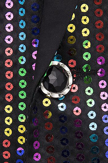 Sparkly Multi Color paljetter Sjal Lapel menn Prom Blazer
