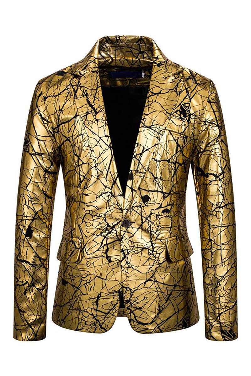 Load image into Gallery viewer, Sparkly Golden Notched Lapel menn Prom Blazer