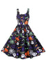 Load image into Gallery viewer, ermeløs trykt midje Halloween retro kjole