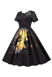 Halloween fest blonder print vintage kjole