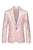 Menns lyseblå jacquard hakket lapel prom blazer