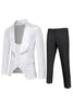 Load image into Gallery viewer, Menns hvite jacquard 3-delt sjal jakkeslaget balldrakter