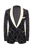 Menns Black Jacquard 3-Piece Shawl Lapel Prom Suits