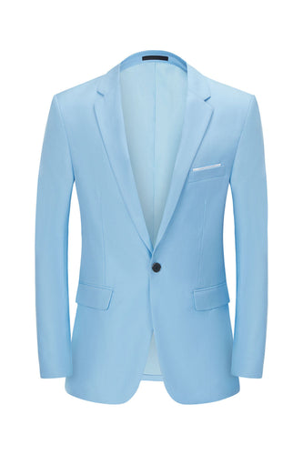Menns lyseblå hakket jakke med en knapp bryllupsblazer