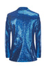 Load image into Gallery viewer, Menns Royal Blue Sparkly Sequin Peak Lapel Prom Blazer