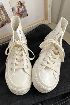 White Lace Up High Top Canvas joggesko
