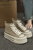 Lys Khaki Platform High Top Canvas joggesko