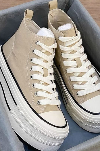 Lys Khaki Platform High Top Canvas joggesko