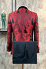 Load image into Gallery viewer, Glitter Burgunder Jacquard Shawl Lapel Menns Prom Suits