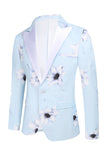 Lyseblå Peak Lapel 2 Piece Floral Menns Prom Suits