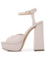 Load image into Gallery viewer, Ivory Chunky Heeled Ankel Strap Platform Sandal
