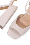 Ivory Chunky Heeled Ankel Strap Platform Sandal