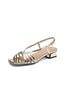 Load image into Gallery viewer, Champagne Sparkly Open Toe Low Heel Sandal