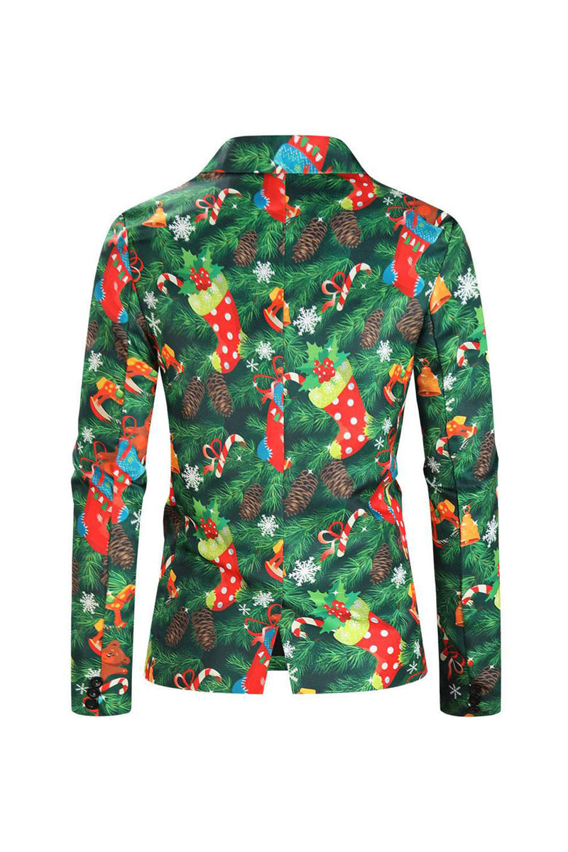 Load image into Gallery viewer, Grønt trykt 3 stykke hakket jakke jul herre dresser
