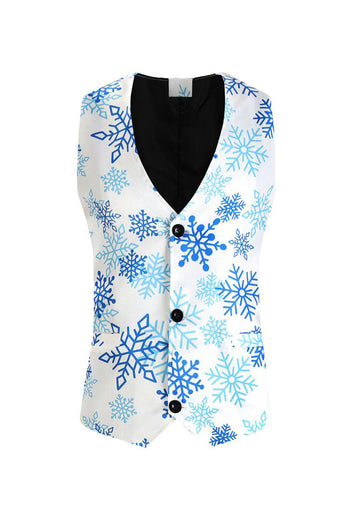 Lyseblå Single Breasted Men's Christmas Suit Vest med snøfnugg