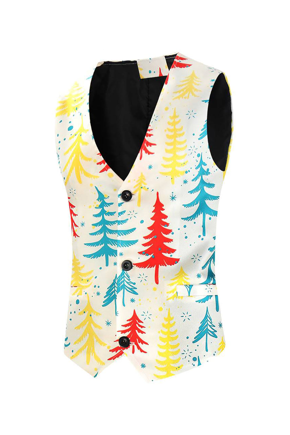 Single Breasted Ivory Menns Christmas Suit Vest