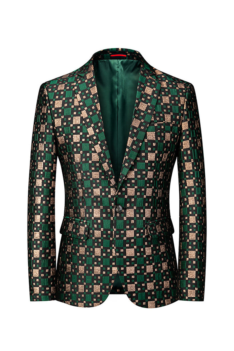 Load image into Gallery viewer, Silm Fit Hakket jakkeslaget liten grønn firkantet ballblazer for menn