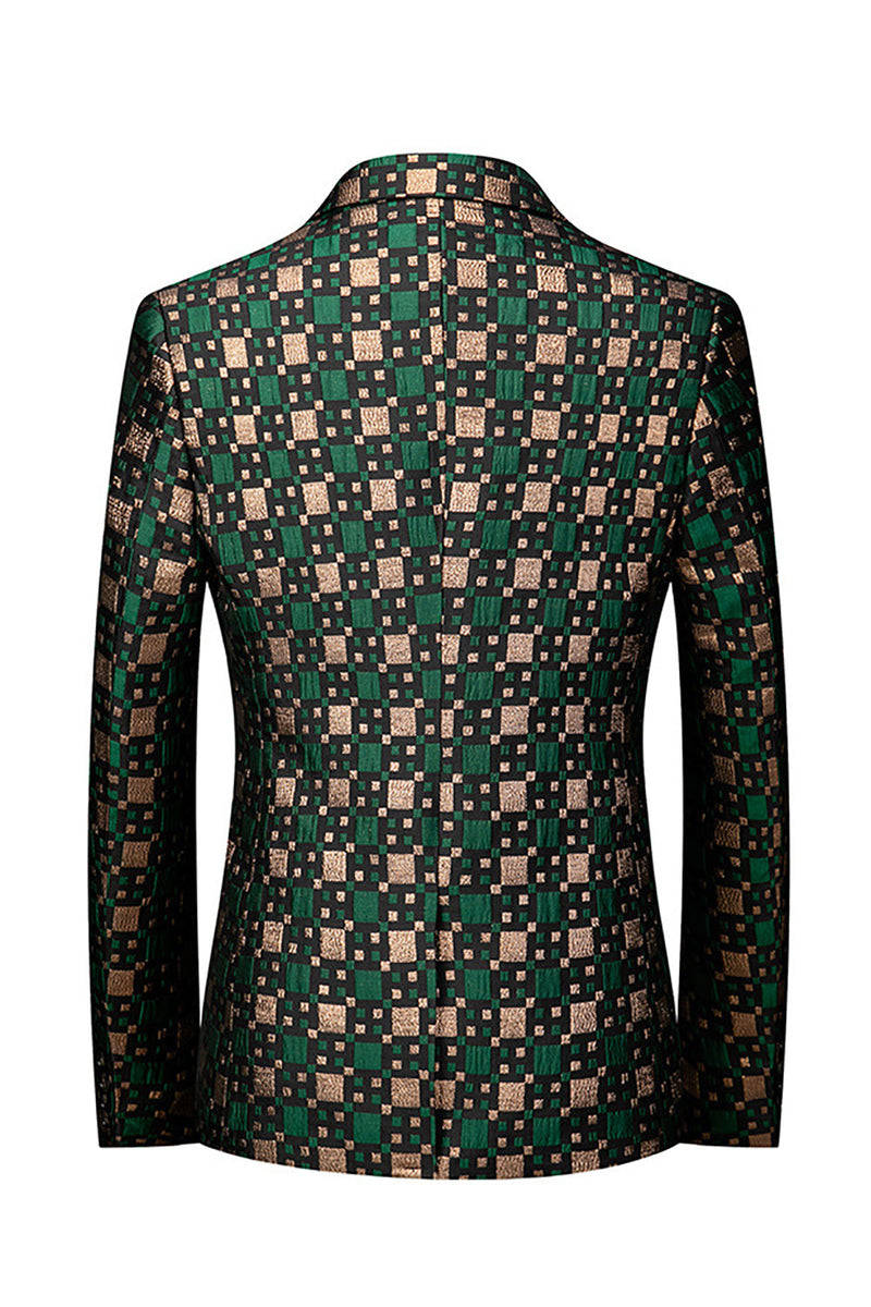 Load image into Gallery viewer, Silm Fit Hakket jakkeslaget liten grønn firkantet ballblazer for menn