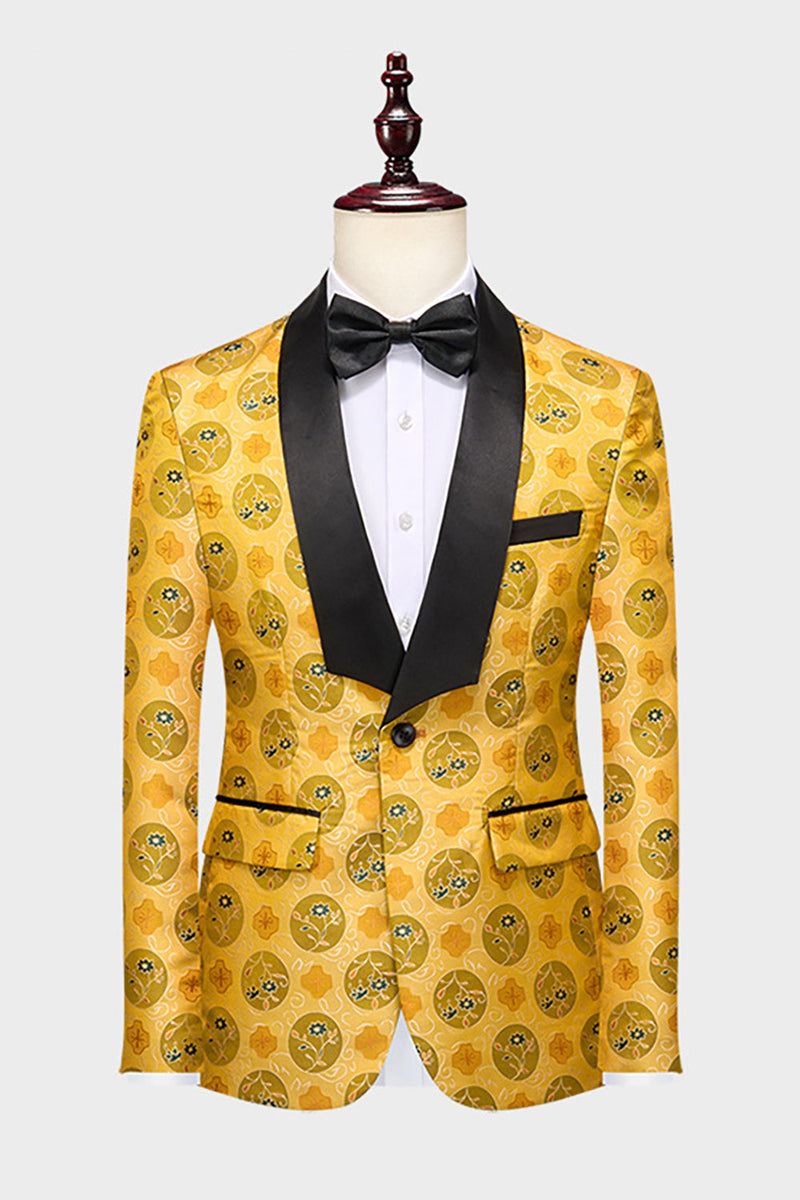 Load image into Gallery viewer, Gult Jacquard Sjal Lapel 2 Piece Menns Prom Drakter