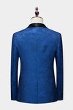 Royal Blue Shawl Lapel Jacquard 2 stykker Menn Drakter