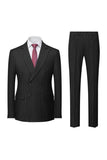 Black Peak Lapel 3 Piece Menn Suits