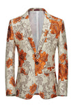 Rosa blomst Jacquard hakket jakke menn blazer