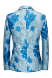 Rosa blomst Jacquard hakket jakke menn blazer