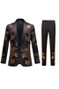 Load image into Gallery viewer, svart og gull jacquard paljetter menns 2 stykke balldresser