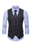 Single Breasted V-Neck Svarte menns dressvester