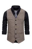 V Neck Single Breasted menns grå casual vest