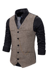 V Neck Single Breasted menns grå casual vest