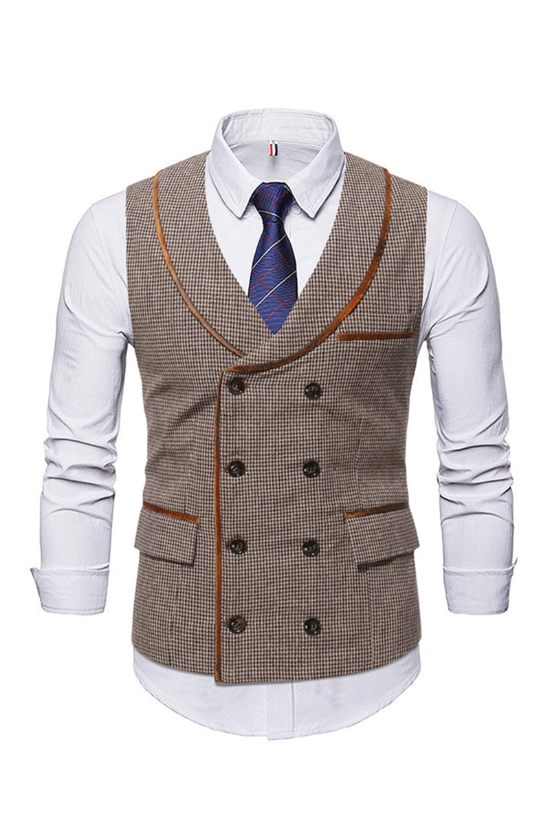 Load image into Gallery viewer, Sjal Hals Trim Double Breasted Kaffe Menn Suit Vest