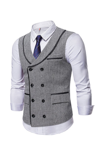 Sjal Hals Trim Double Breasted Kaffe Menn Suit Vest