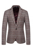 Brown Grid Business Blazer for menn