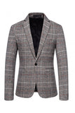 Brown Grid Business Blazer for menn