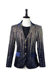 Glitter Navy Paljetter Single-Breasted menn Blazer
