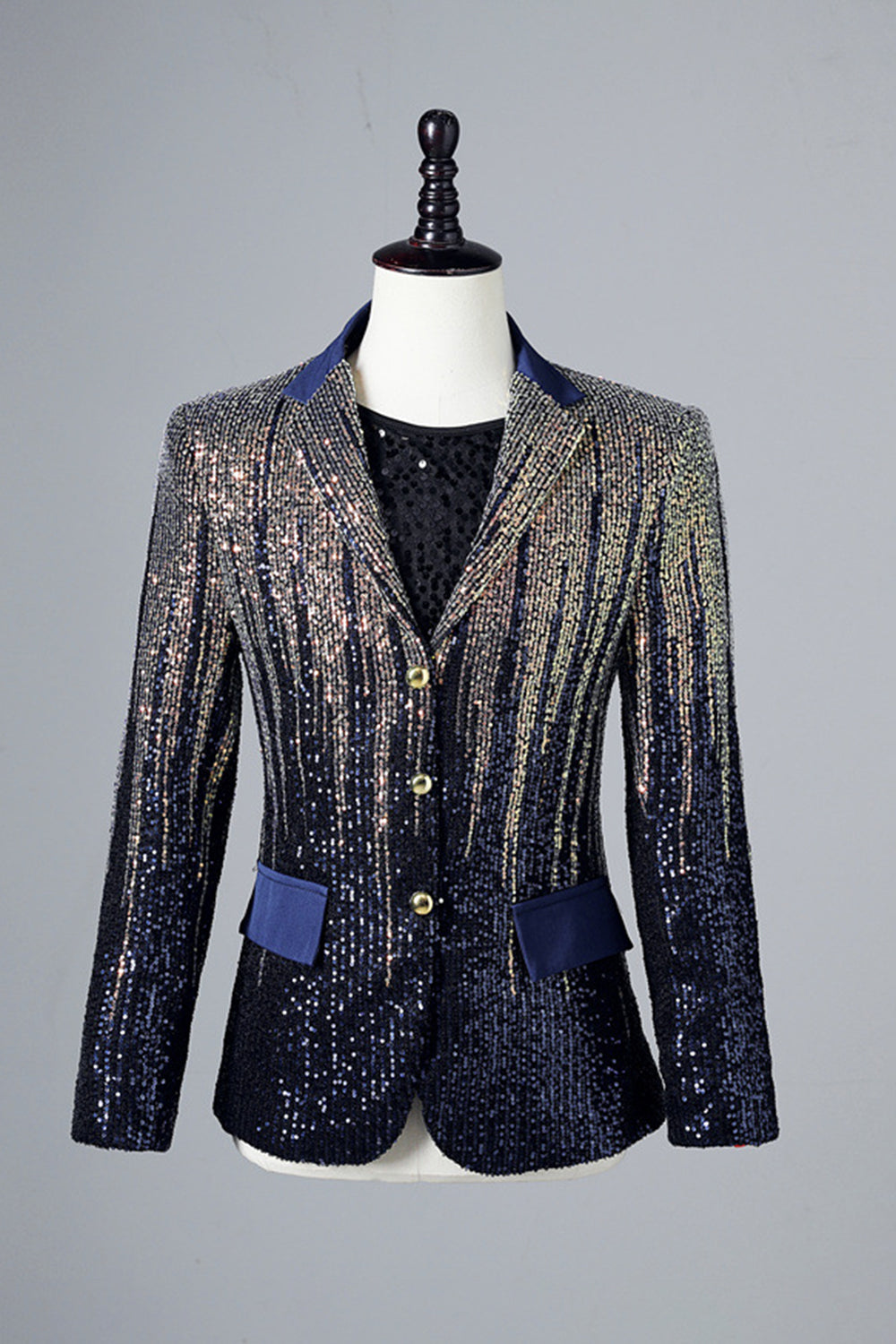 Glitter Navy Paljetter Single-Breasted menn Blazer