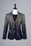 Glitter Navy Paljetter Single-Breasted menn Blazer