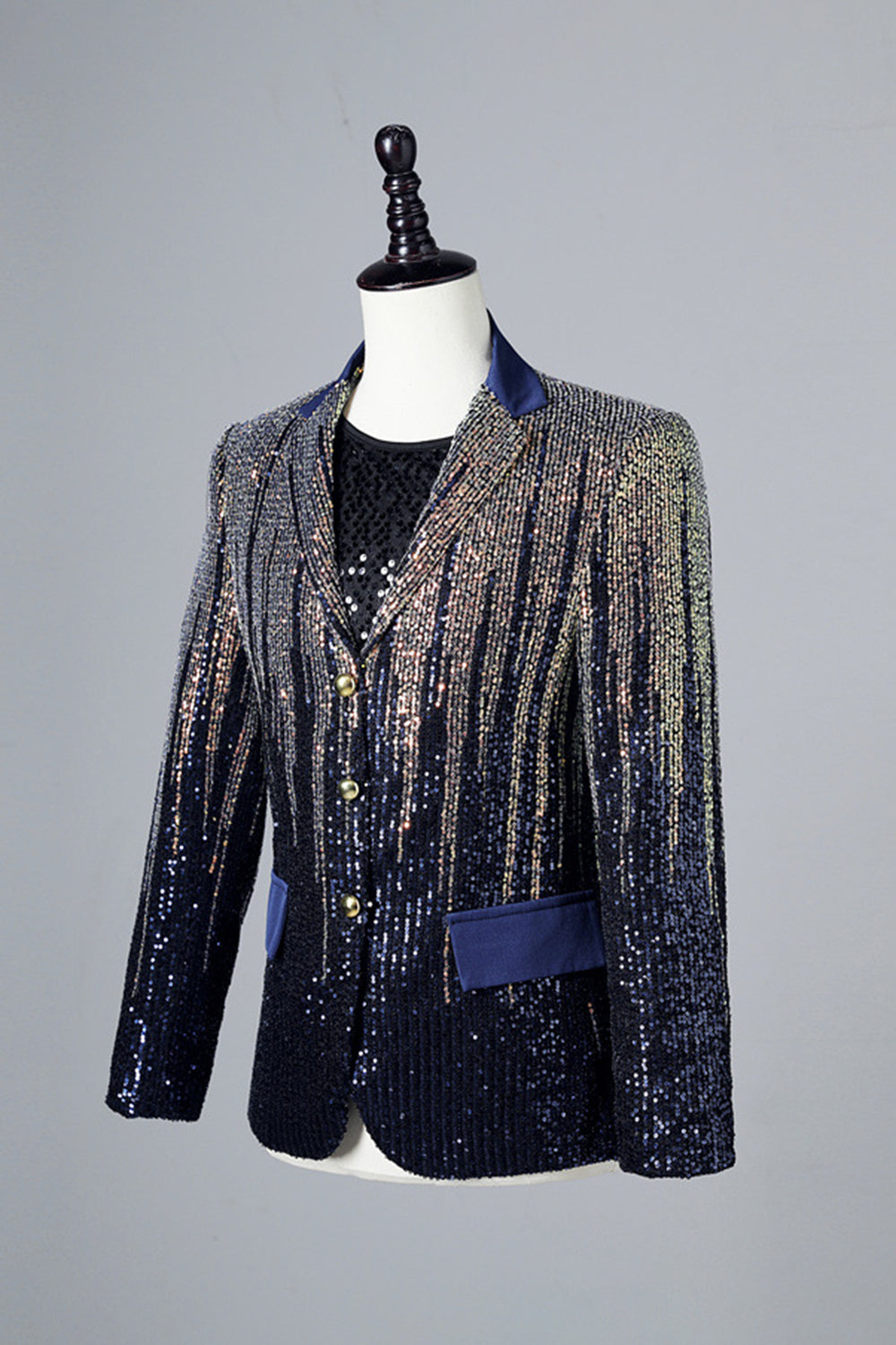 Glitter Navy Paljetter Single-Breasted menn Blazer