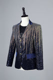 Glitter Navy Paljetter Single-Breasted menn Blazer