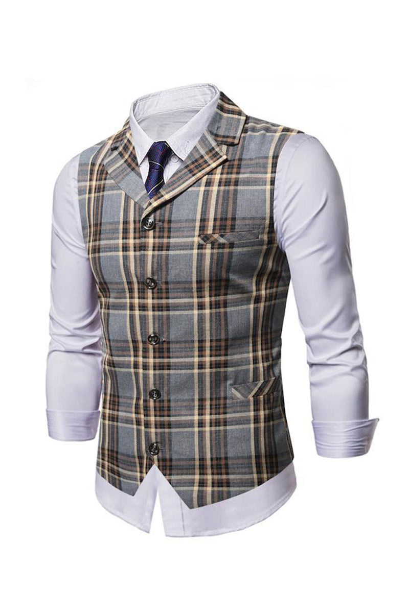 Load image into Gallery viewer, Sjekk Single Breasted Grey Menns Casual Vest