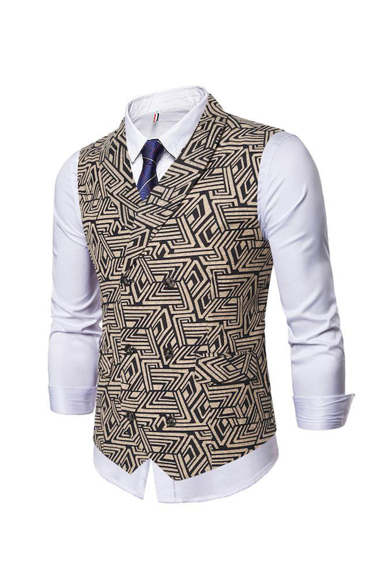 Load image into Gallery viewer, Sjal Krage Double Breasted Slim Fit Lysebrun Menn Suit Vest