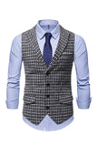 Sjekk single breasted gun lapel krage menns dress vest