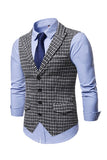 Sjekk single breasted gun lapel krage menns dress vest