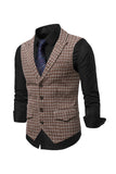 Sjekk single breasted gun lapel krage menns dress vest