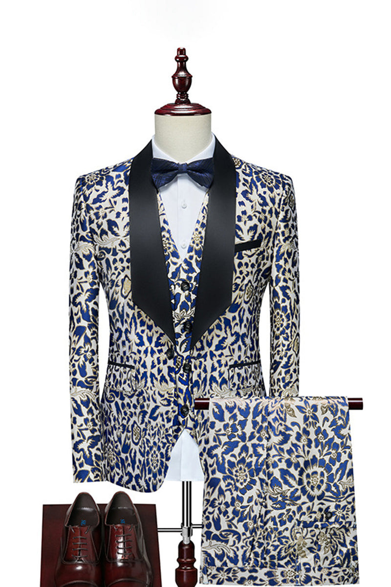 Load image into Gallery viewer, Royal Blue Leopard Trykt 3 Piece menns dresser